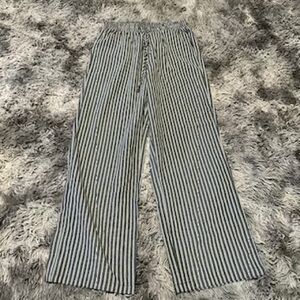 Elegant Black and White Striped Wide Leg Pants
